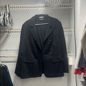 Lane Bryant Black Double-Breasted Suit Blazer with Peak Lapels